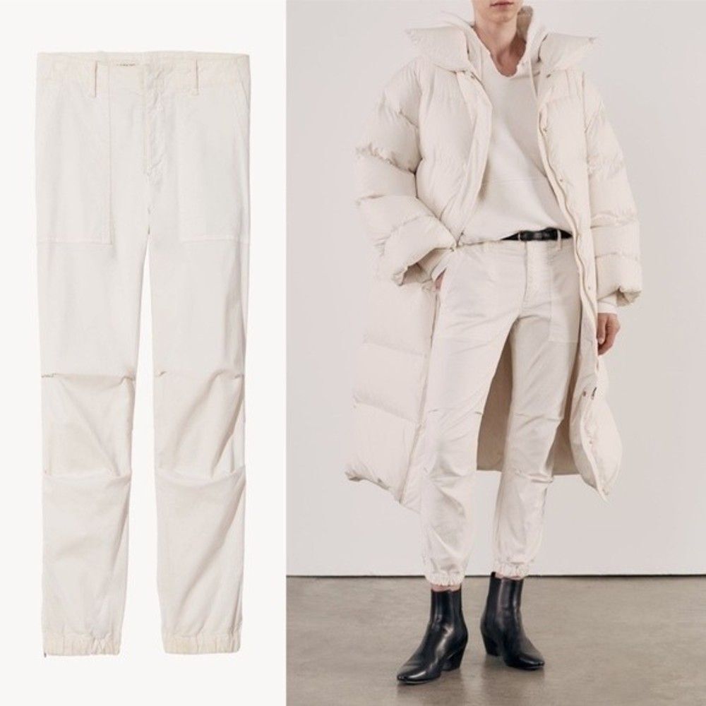Nili Lotan Cropped French Military Capri Jogger Pant Eggshell Ivory Size 8